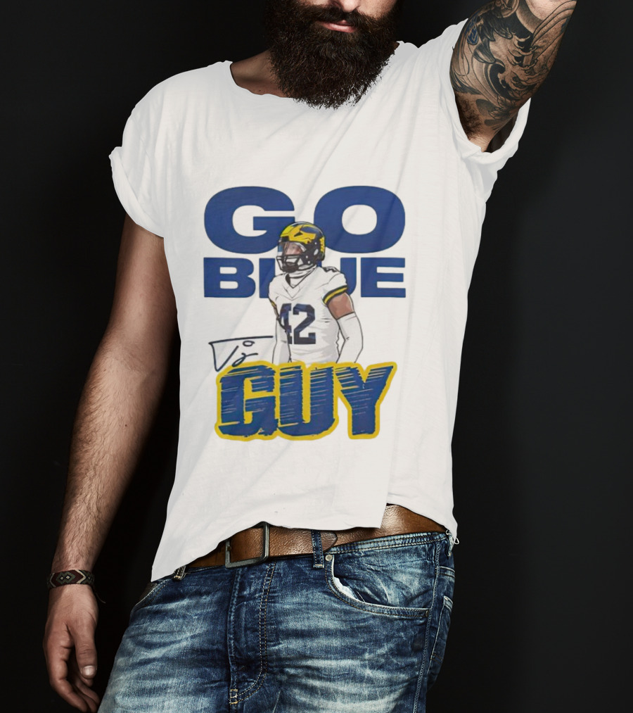 Go Blue Tj Guy 42 Football Player T-Shirt