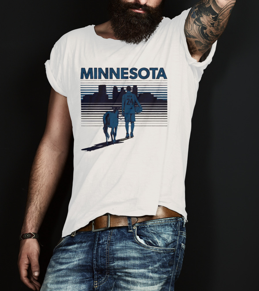 Minnesota Basketball 24 Bring Ya Ass Player And Dog With City Skyline T-Shirt