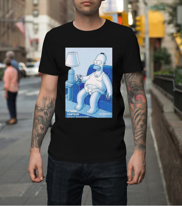 Shirt: Homer Simpson Relaxing at Home with Drink and Remote Control T-Shirt Homer Simpson Relaxing at Home with Drink and Remote Control T-Shirt