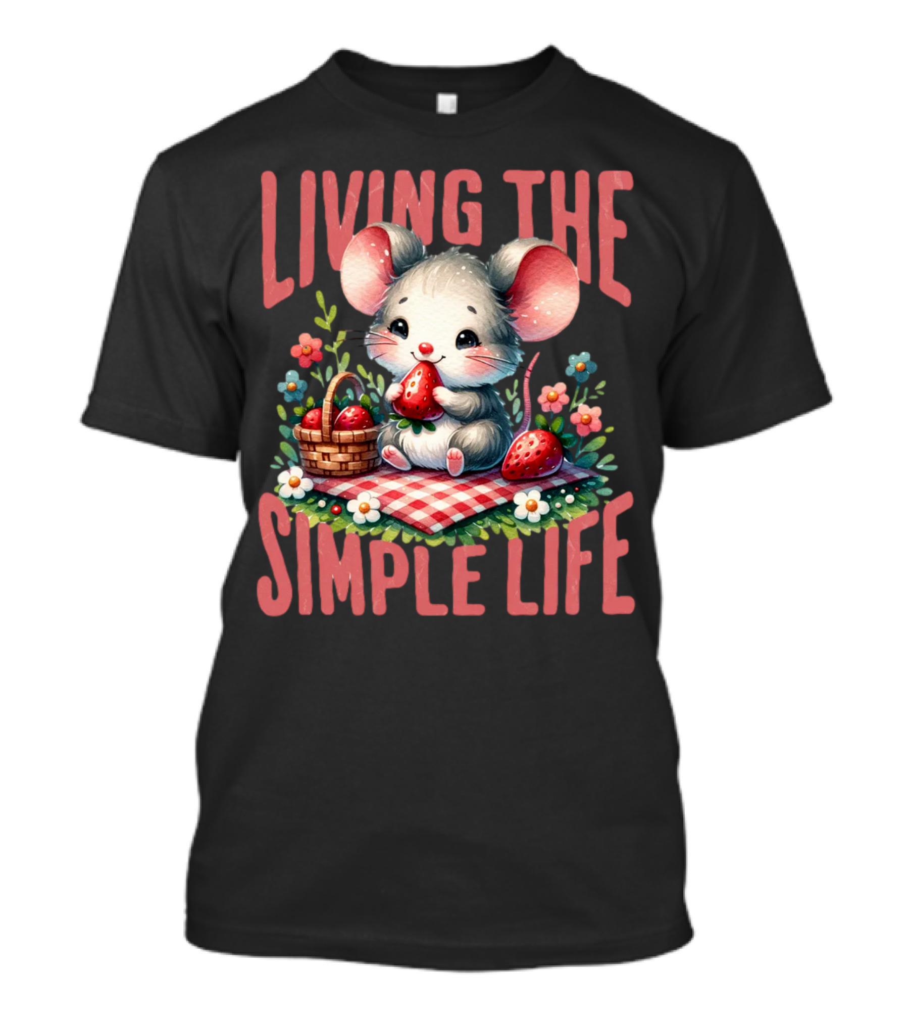 Living The Simple Life Cottagecore Picnic Mouse T-Shirt