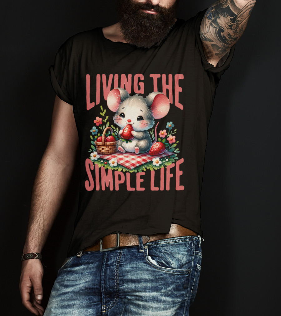 Living The Simple Life Cottagecore Picnic Mouse T-Shirt