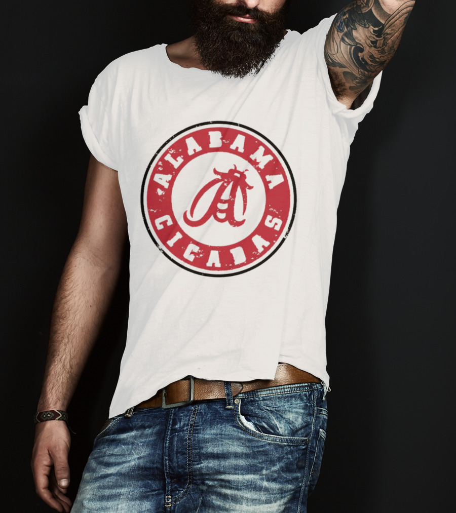Alabama Cicadas Crimson Tide Football Circle Emblem T-Shirt