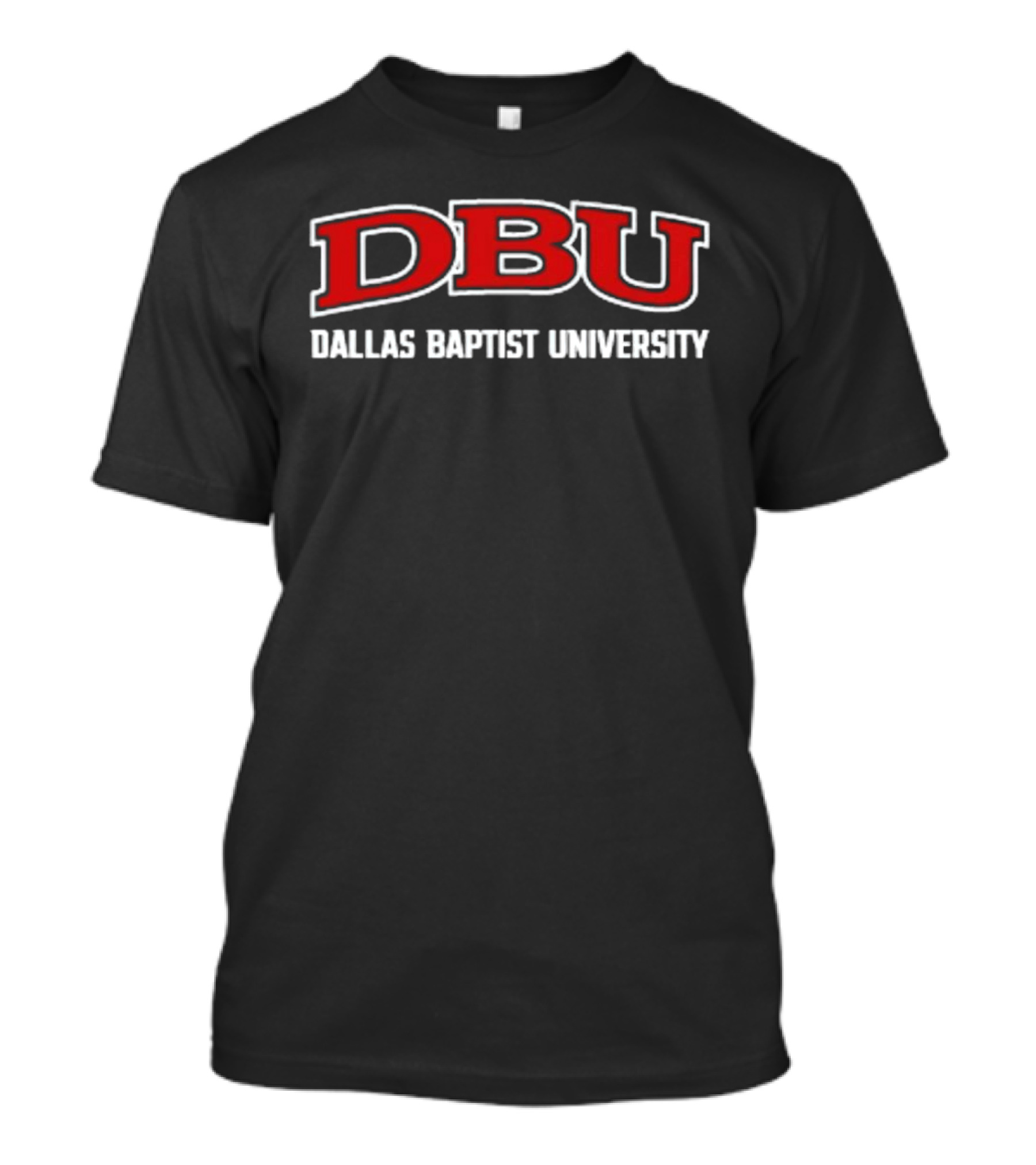 DBU Dallas Baptist University Bold Red And White Typography T-Shirt