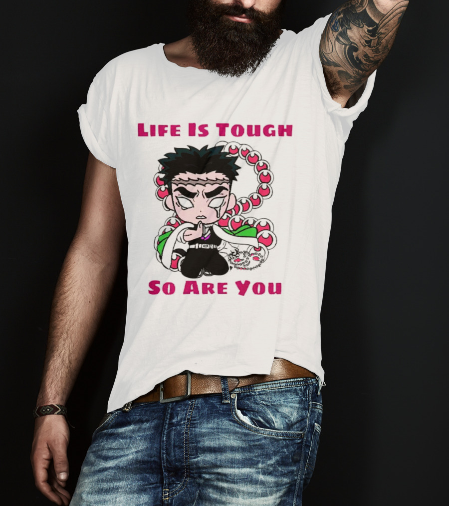 Life Is Tough So Are You Anime Character With Beads And Green Accents T-Shirt