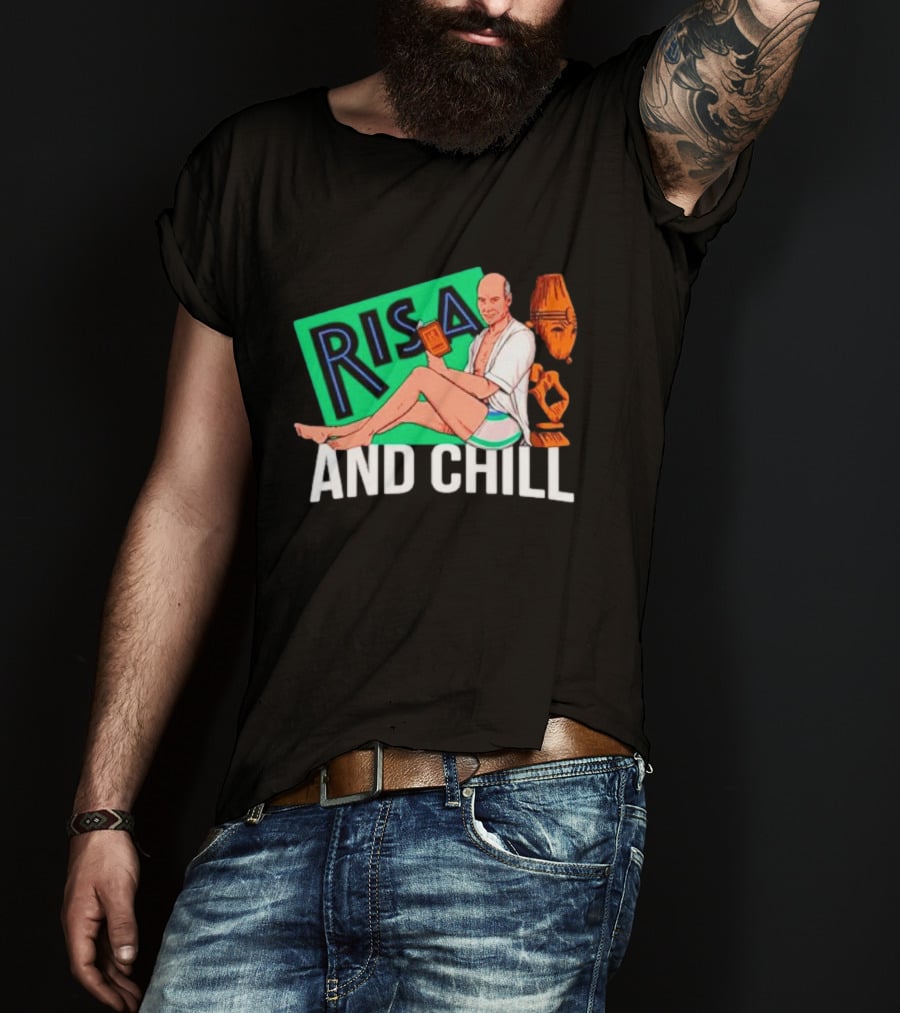 Risa And Chill Star Trek Parody Patrick Stewart Tropical Vacation Relaxation T-Shirt