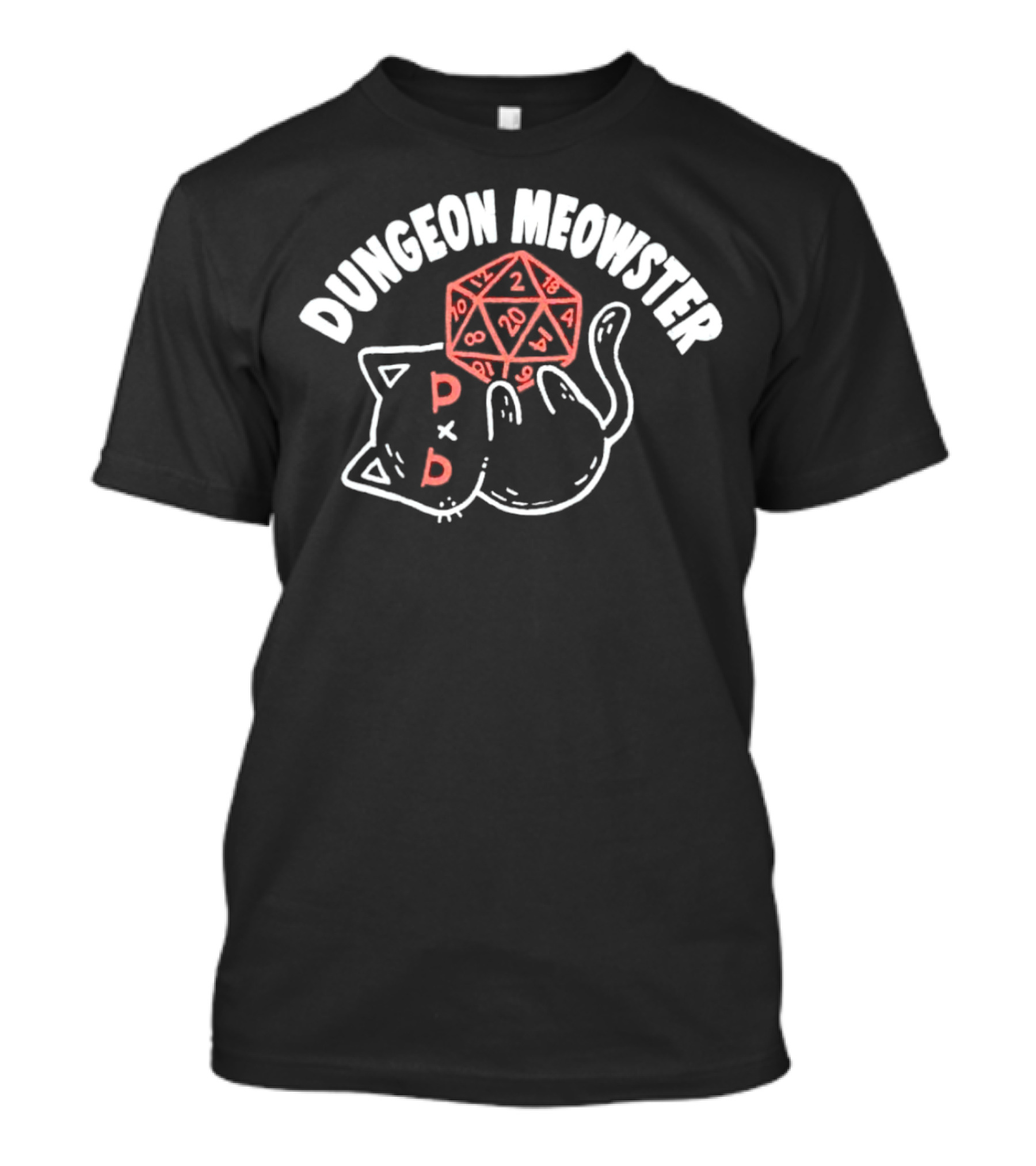 Dungeon Meowster Cat With D20 Die T-Shirt