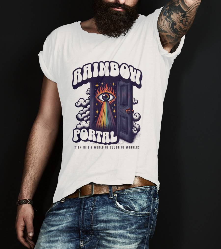 Rainbow Portal Step Into A World Of Colorful Wonders T-Shirt