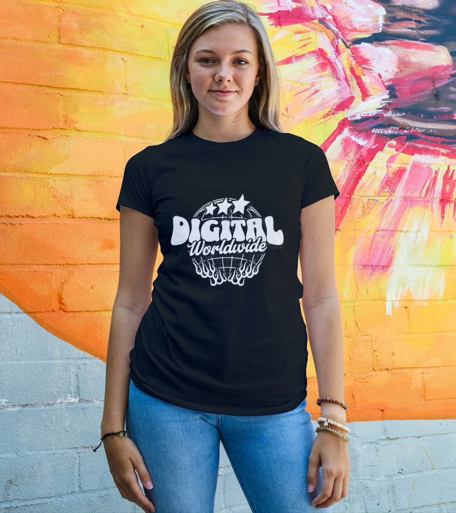 Digital Worldwide Stars Globe Flame T-Shirt