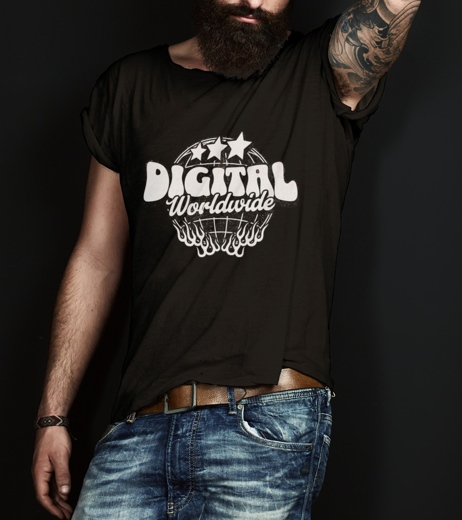 Digital Worldwide Stars Globe Flame T-Shirt