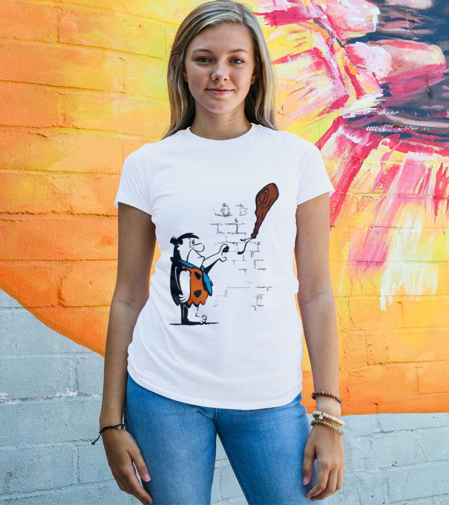 Fred Flintstone Balloon Meat Banksy Mashup T-Shirt