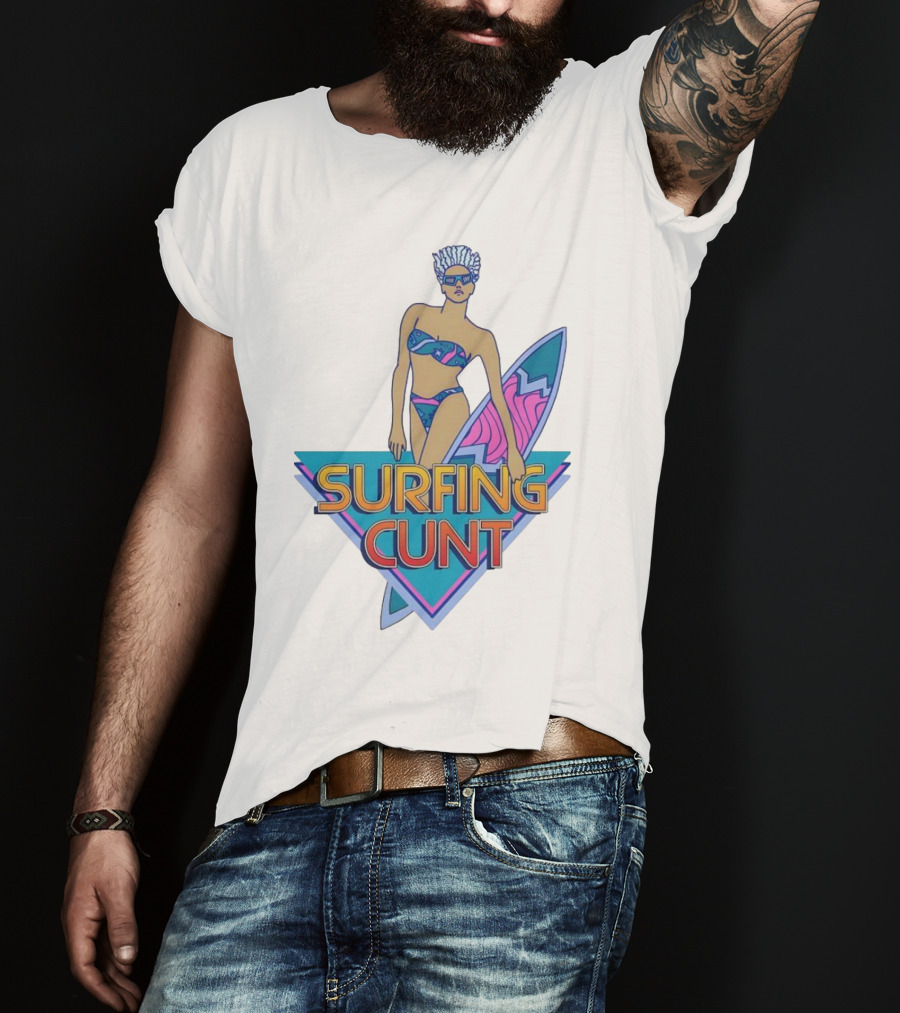 Surfing Cunt Retro Summer Vibes Surfer Girl Iconic T-Shirt