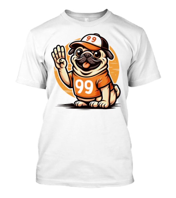 99 Pug Dog Sports Cap And Jersey With Number T-Shirt