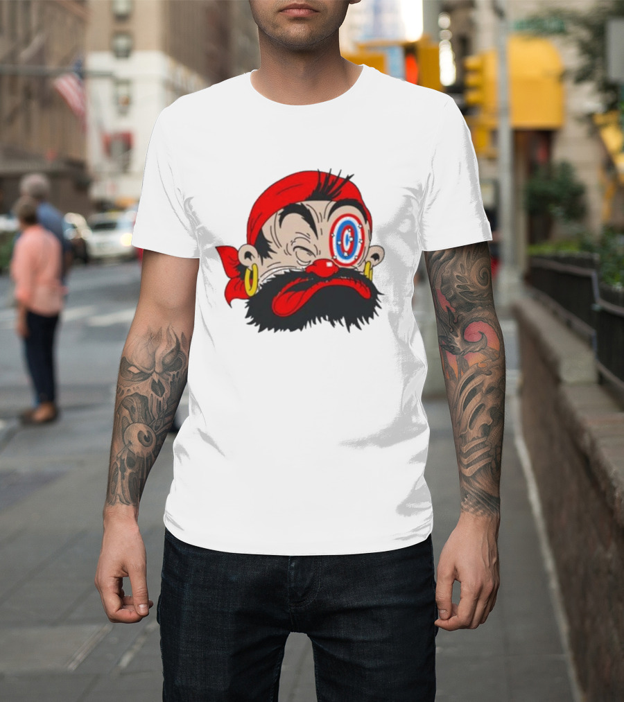 Popeye The Sailor Man Bluto Sindbad Face Close-Up Red Bandana Gold Earrings T-Shirt