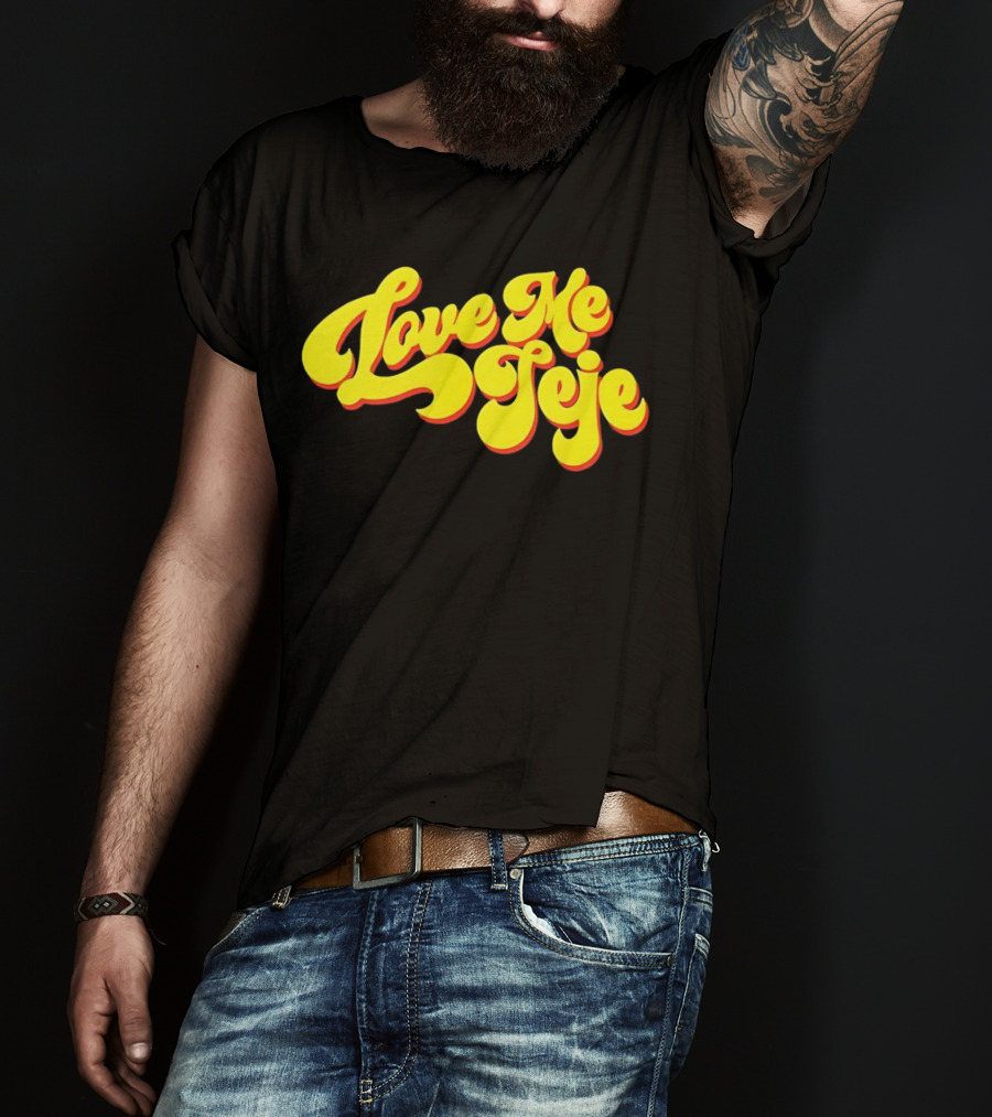 Love Me Jeje Retro Style Text Yellow And Red Groovy Font T-Shirt