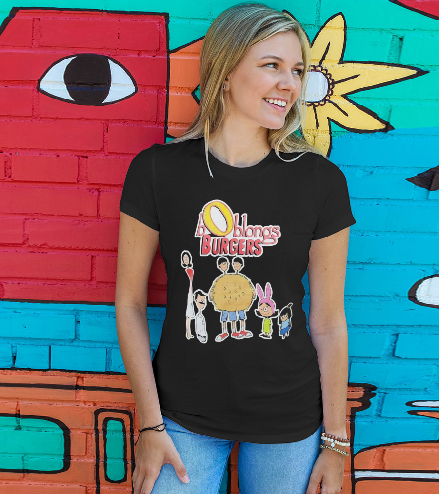 Boblongs Burgers Cartoon Characters Holding Burger T-Shirt