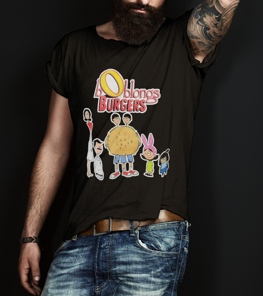 Boblongs Burgers Cartoon Characters Holding Burger T-Shirt