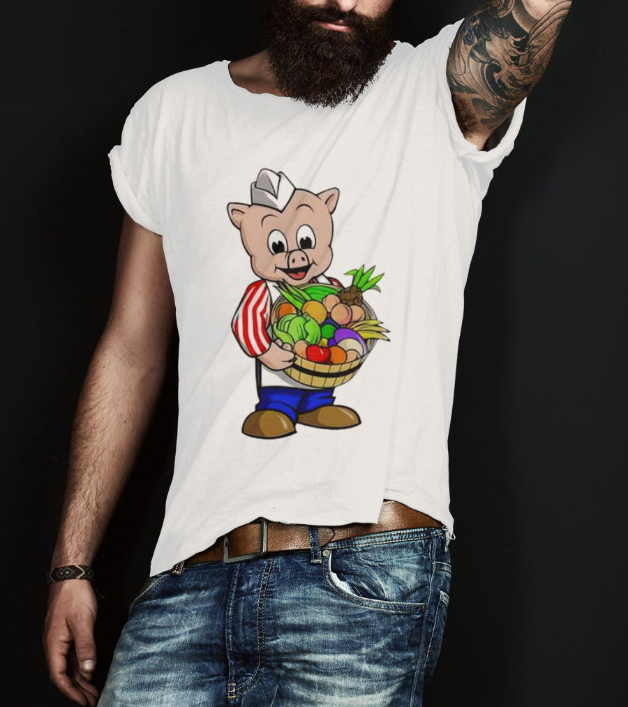 Piggly Wiggly Palmetto Pig With Basket Of Fresh Vegetables T-Shirt