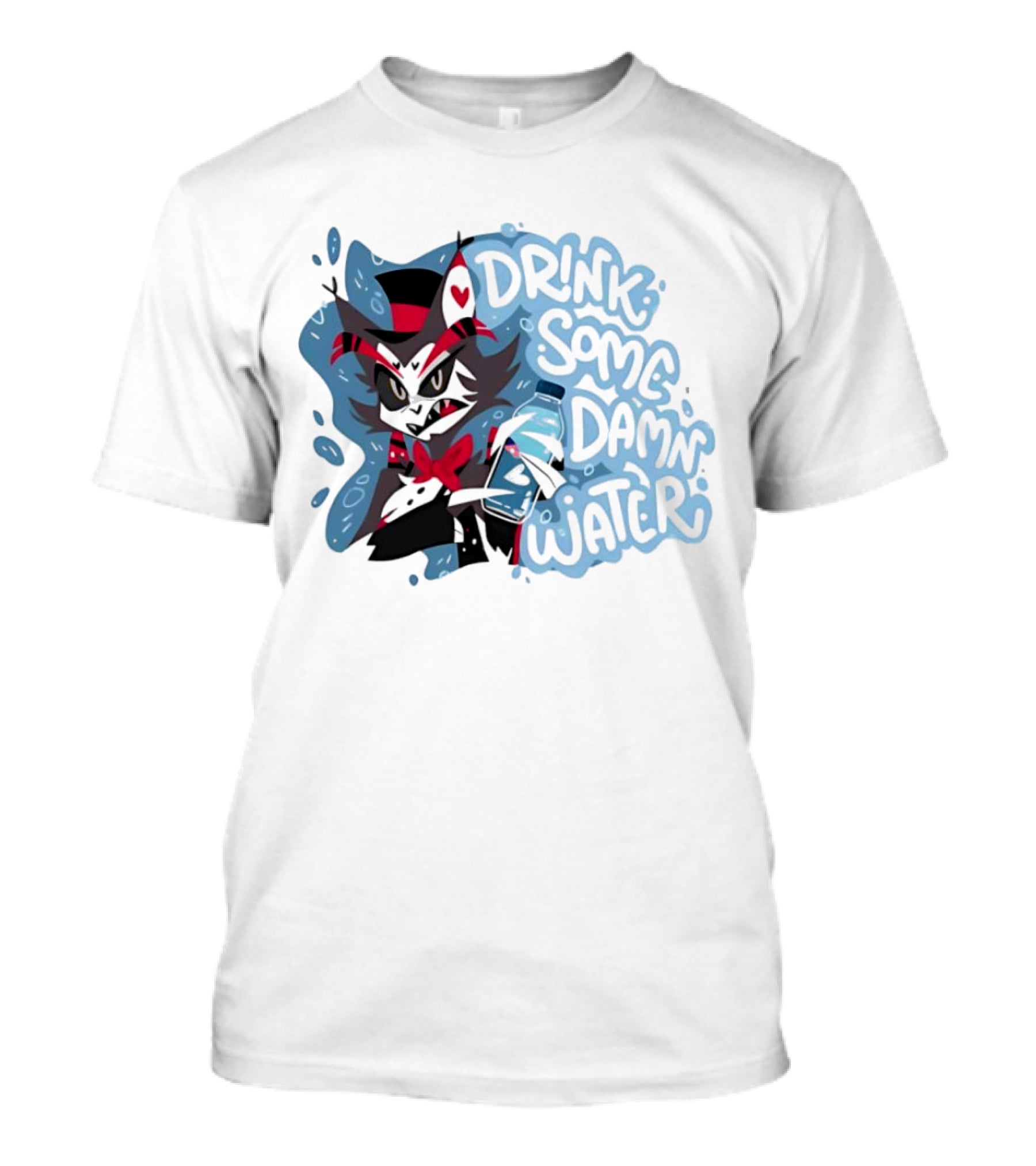 Drink Some Damn Water Wolf Holding Bottle T-Shirt