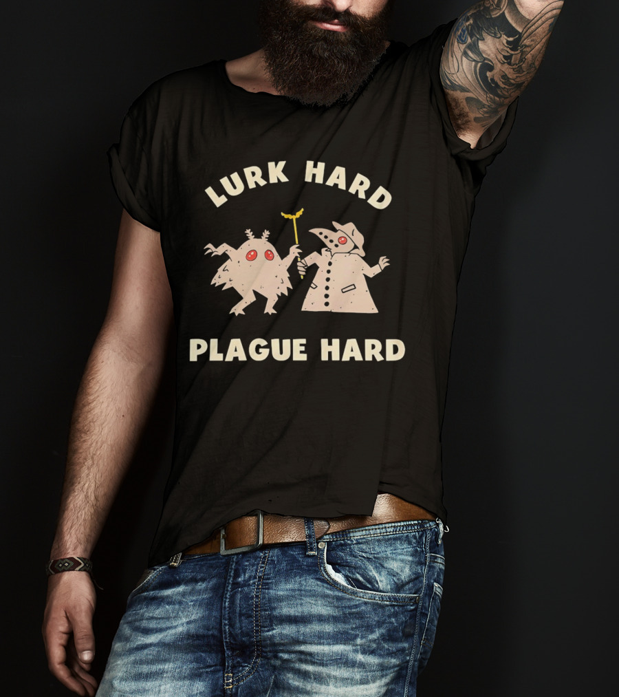 Lurk Hard Plague Hard Mothman And Plague Doctor Duo T-Shirt