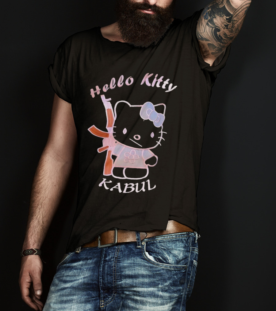 Hello Kitty Kabul Playful Twist On Iconic Character With Rifle T-Shirt