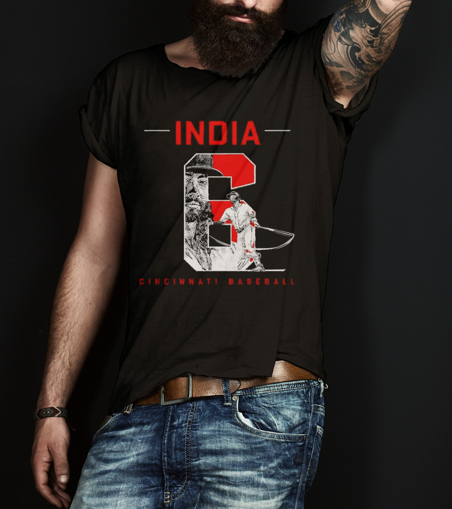India Cincinnati Baseball Player T-Shirt