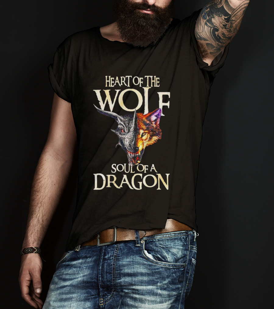 Heart Of The Wolf Soul Of A Dragon Wolf-Dragon Hybrid Duality T-Shirt