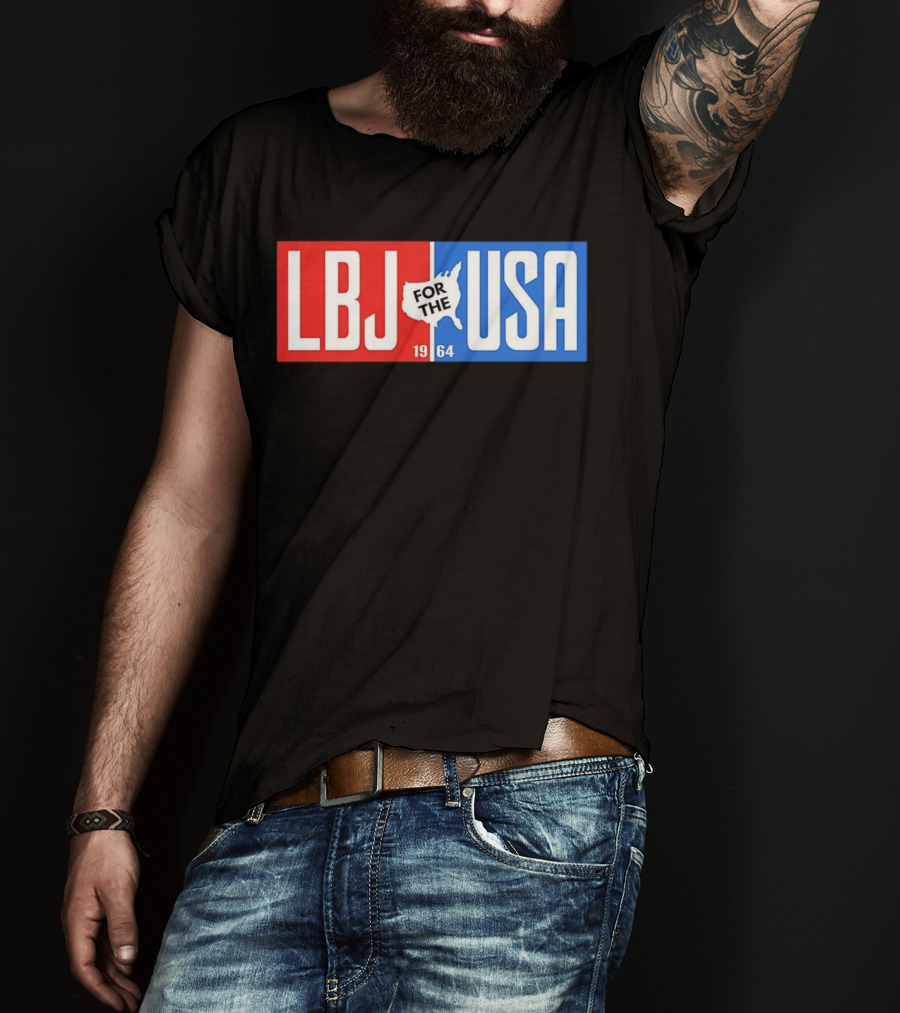 LBJ For The USA 1964 Vintage Political Campaign Red White Blue USA Map T-Shirt