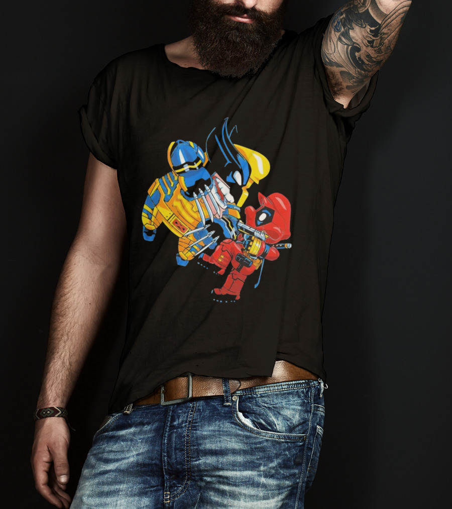 Wario And Mario As Wolverine And Deadpool Face-Off In Colorful Crossover T-Shirt