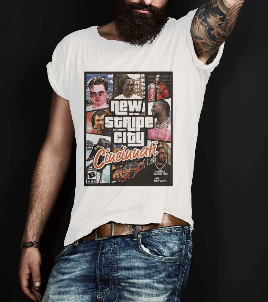 New Stripe City Cincinnati Icons Comic Style NFL T-Shirt