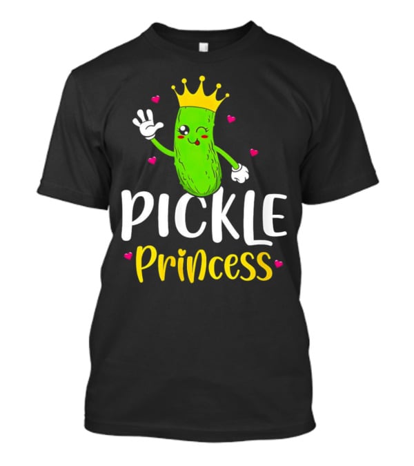 Pickle Princess Cute Crowned Character With Hearts T-Shirt