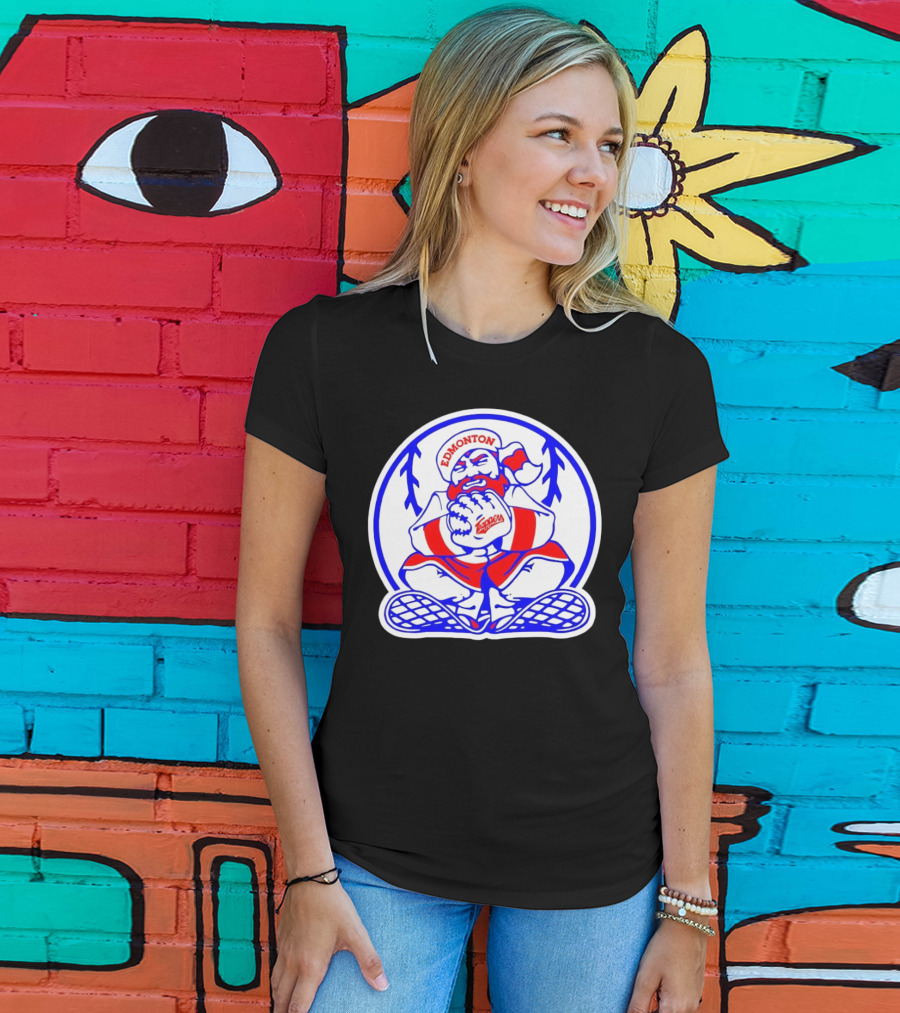 Edmonton Trappers Santa Logo Baseball Winter T-Shirt