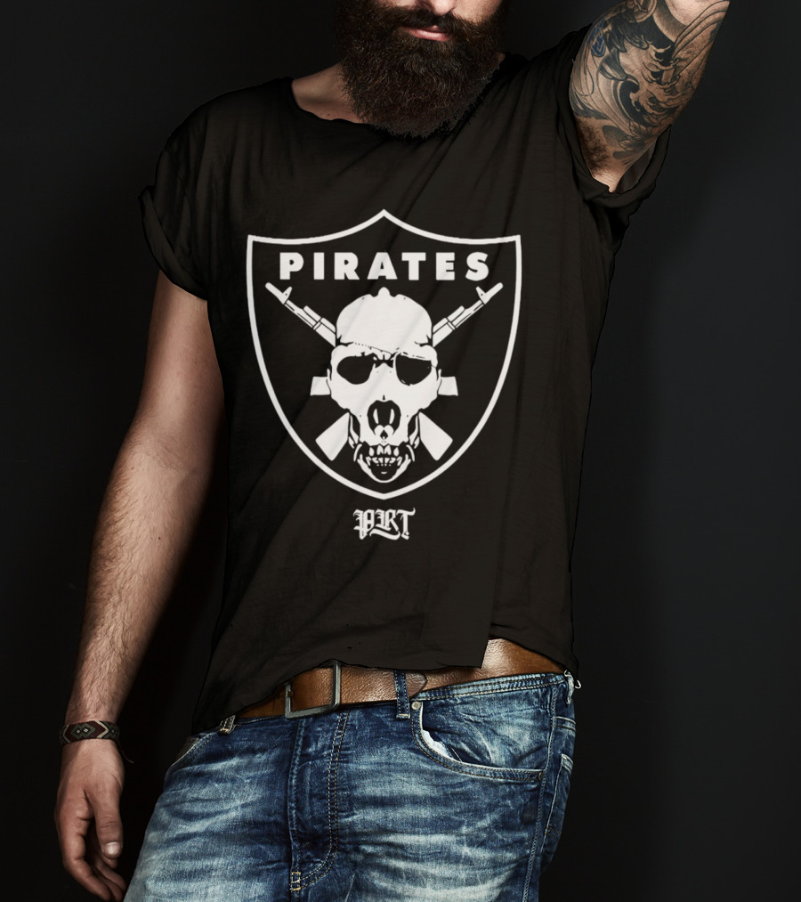 Las Vegas Raiders PRT Pirates Skull With Crossed Guns T-Shirt