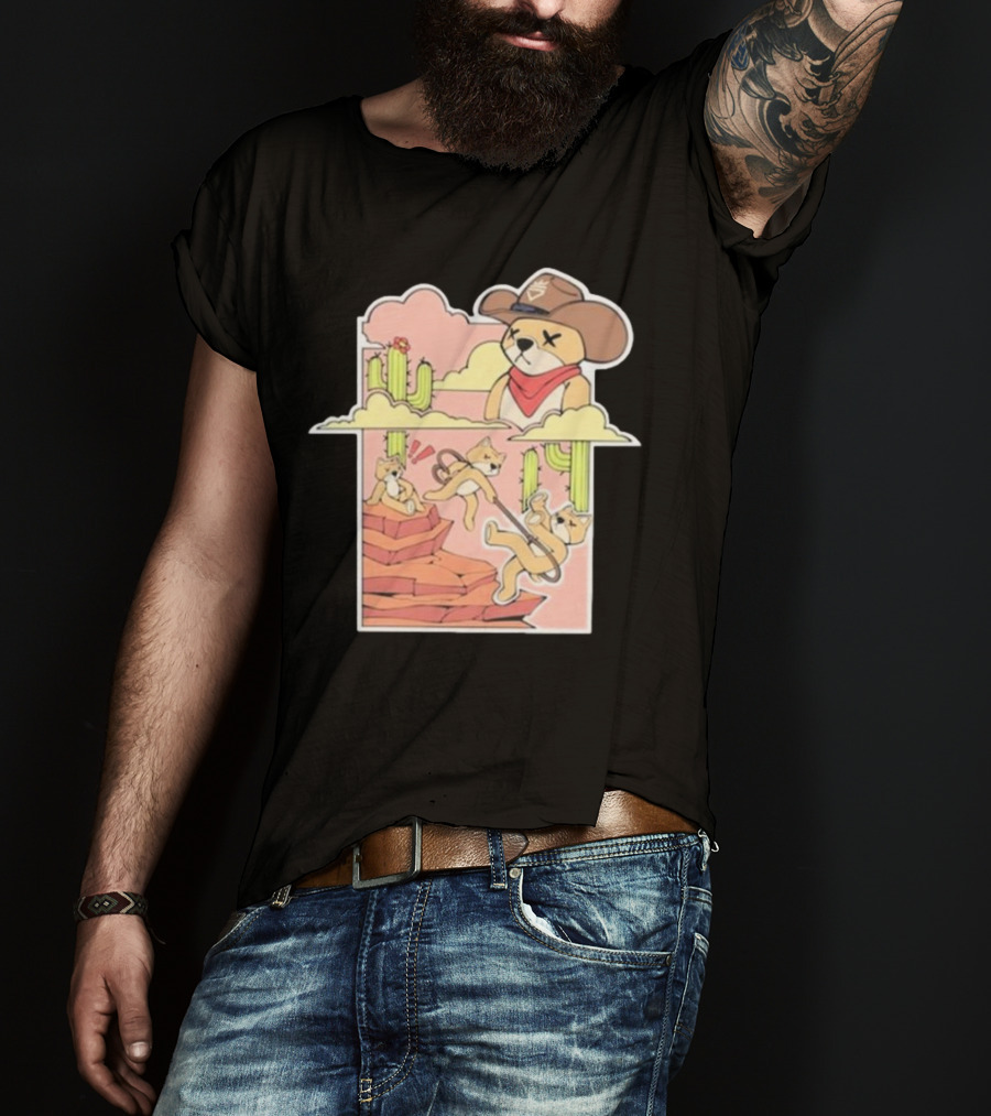 Rich And Lonely Outlaw Richie Cowboy Bear Adventure Cactus Desert T-Shirt