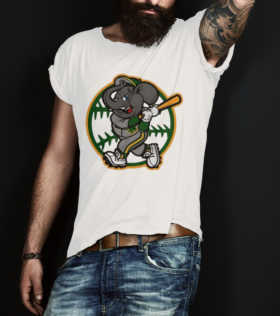 Oakland Baseball Elephant Batting Logo MLB T-Shirt