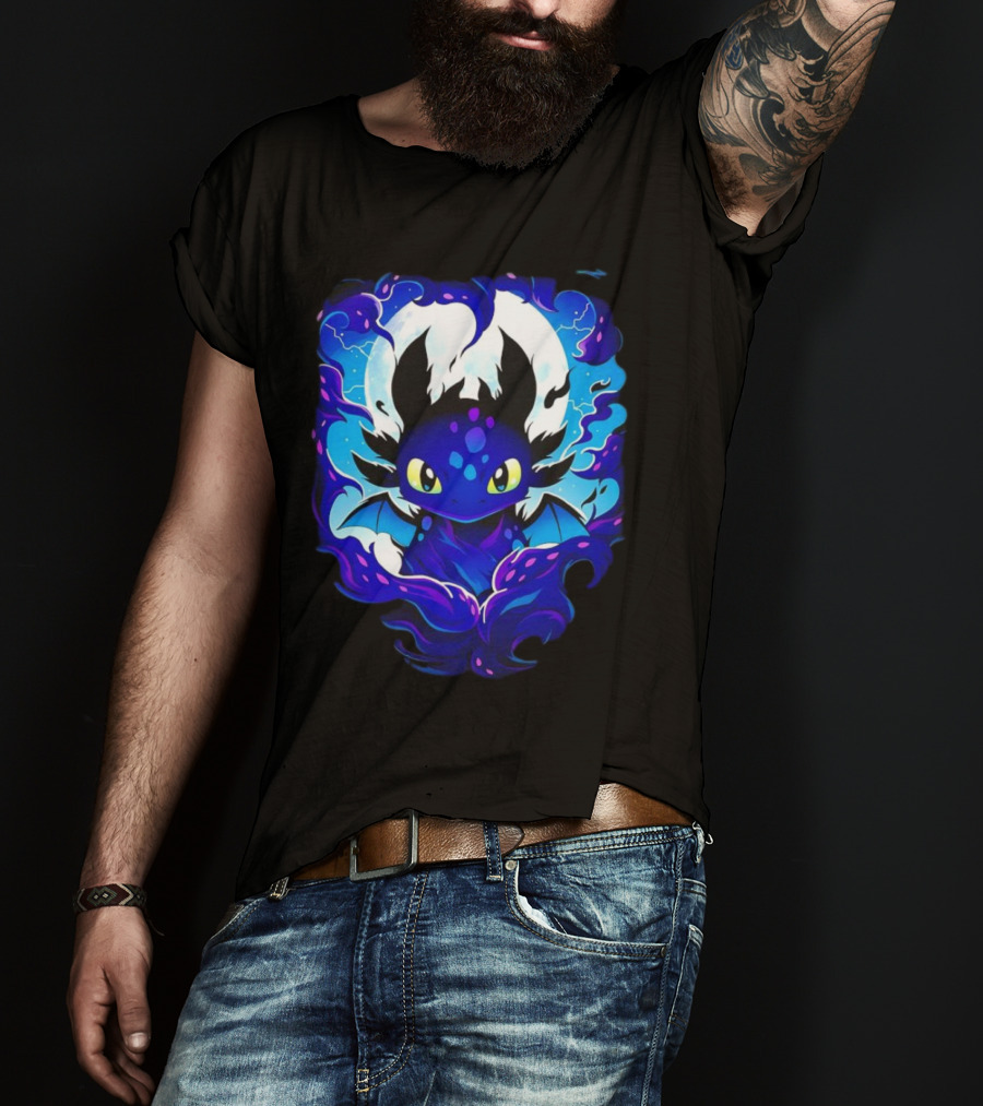 Toothless How To Train Your Dragon Darkness Cartoon Blue Flame T-Shirt