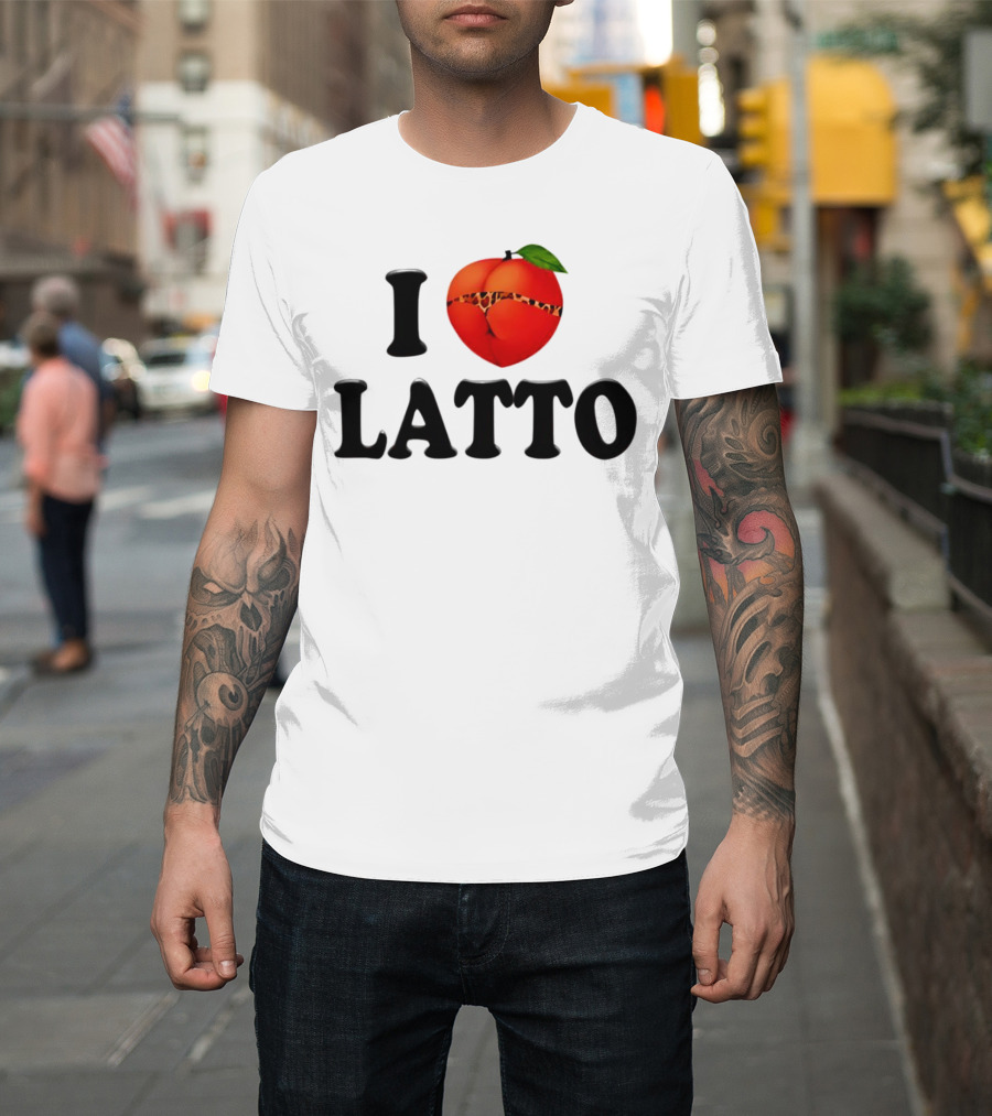 I Love Latto Peach with Leopard Print Detail T-Shirt