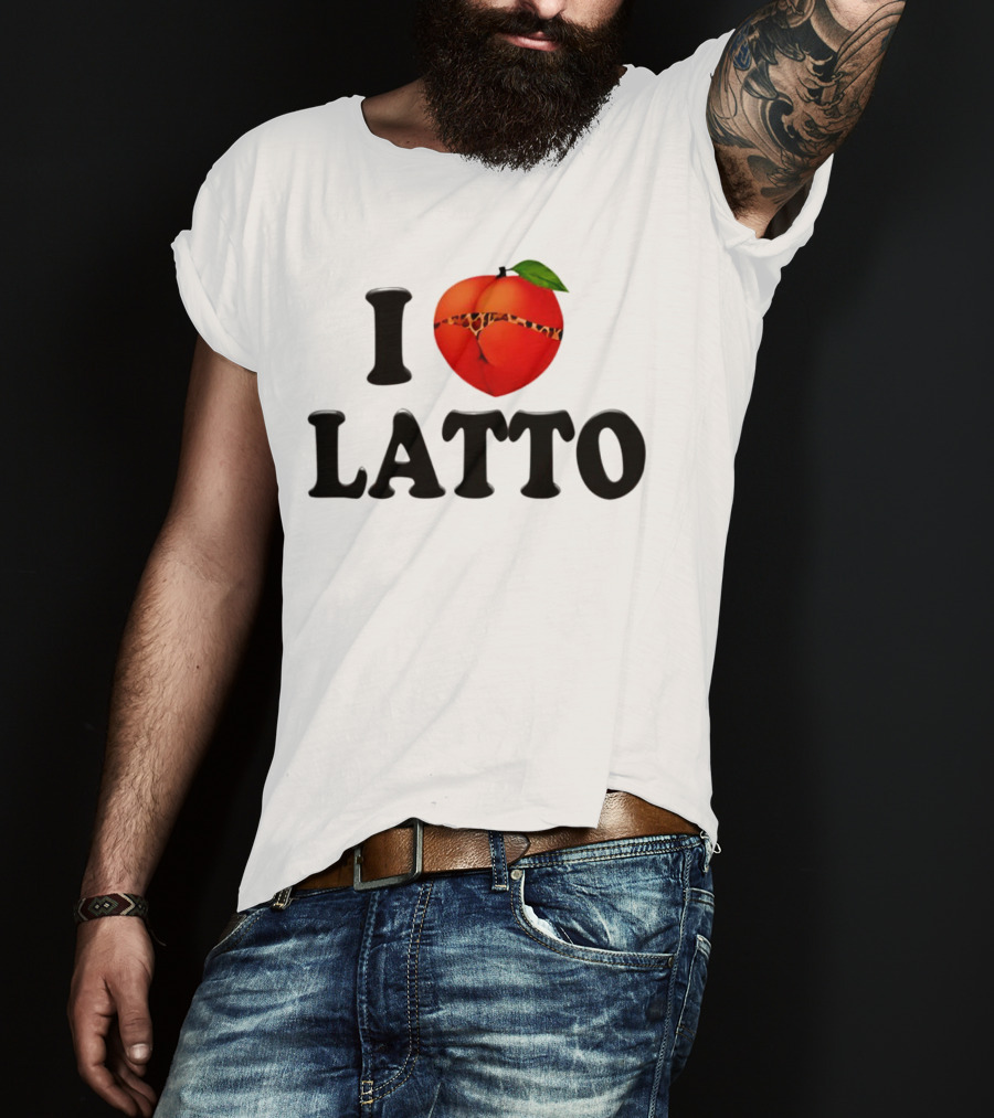I Love Latto Peach With Leopard Print Detail T-Shirt