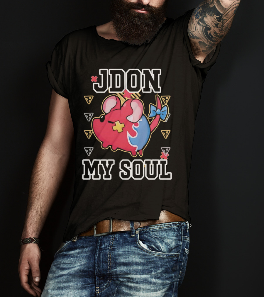 JDON My Soul Rat With Cute Red And Blue Cartoon Mouse With Pizza Slices T-Shirt