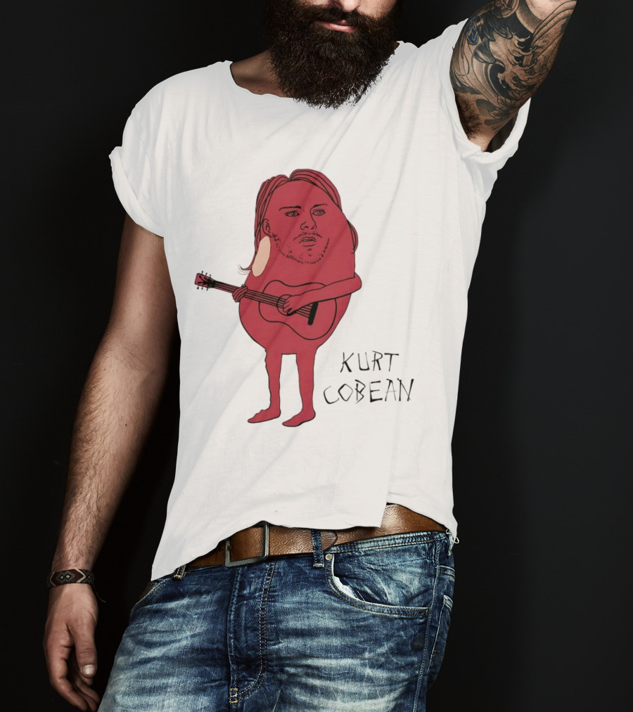 Kurt Cobean Guitar Bean Character T-Shirt