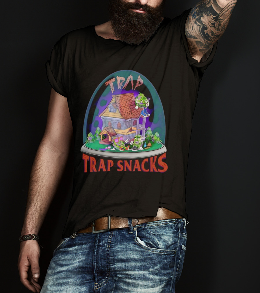 Trap Snacks Haunted House Theme Cannabis Character Dome T-Shirt