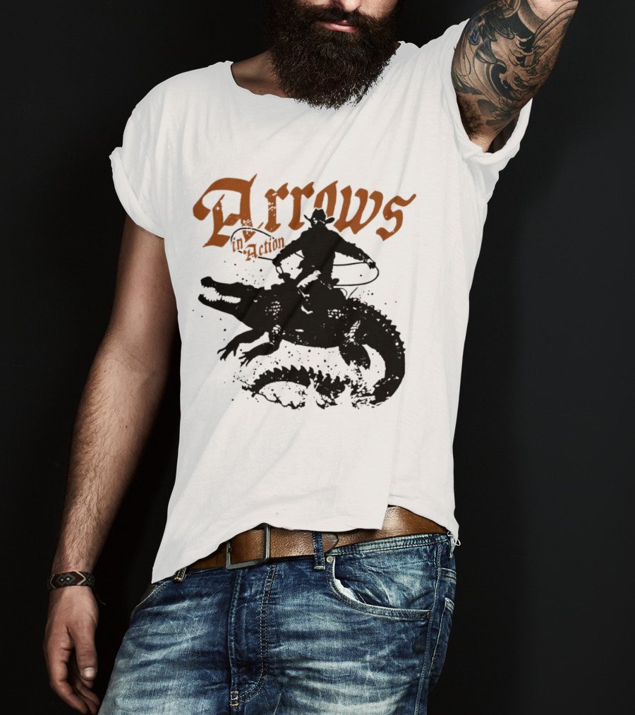 Arrows In Action Cowboy Riding Alligator T-Shirt