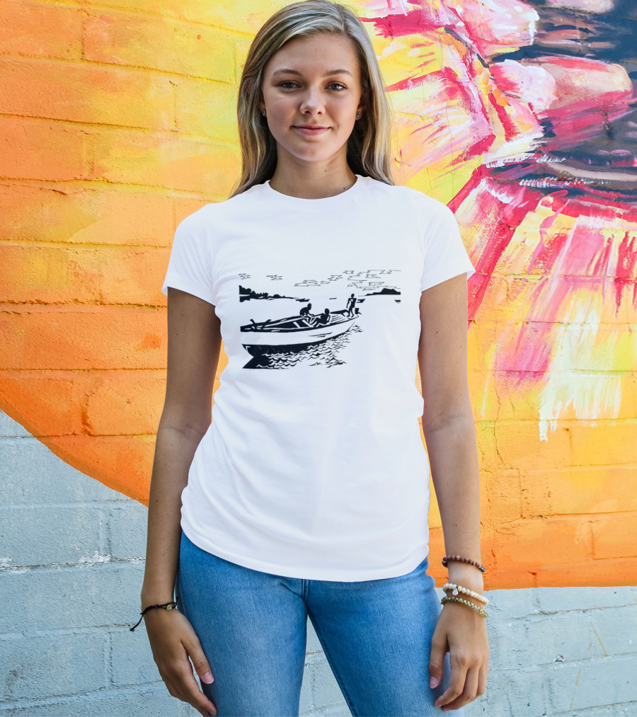 Boat On Lake Malawi Silhouette Scene T-Shirt