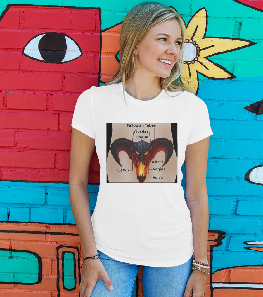 Fallopian Tubes Ovaries Uterus Cervix Clitoris Vagina Vulva Demon Anatomy T-Shirt