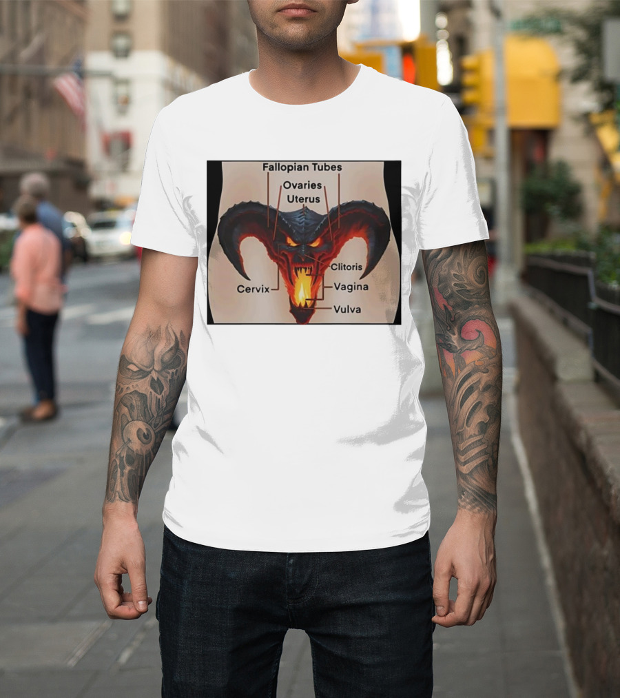 Fallopian Tubes Ovaries Uterus Cervix Clitoris Vagina Vulva Demon Anatomy T-Shirt