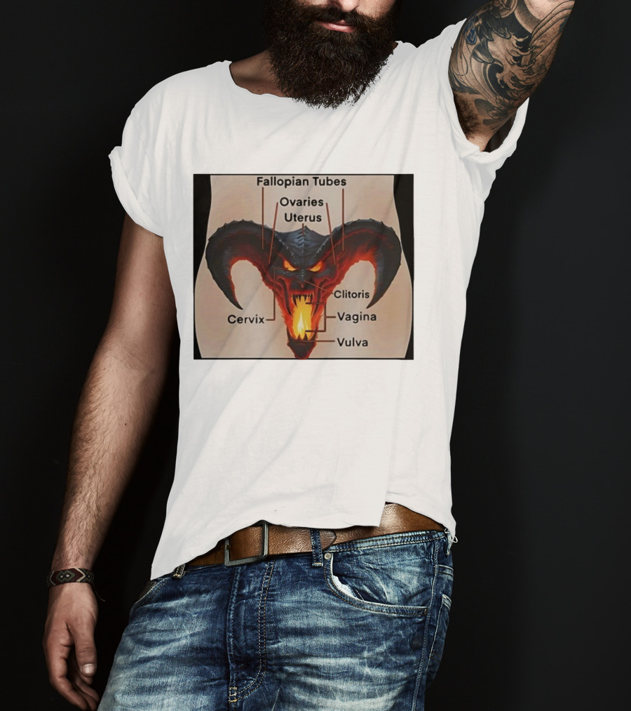 Fallopian Tubes Ovaries Uterus Cervix Clitoris Vagina Vulva Demon Anatomy T-Shirt