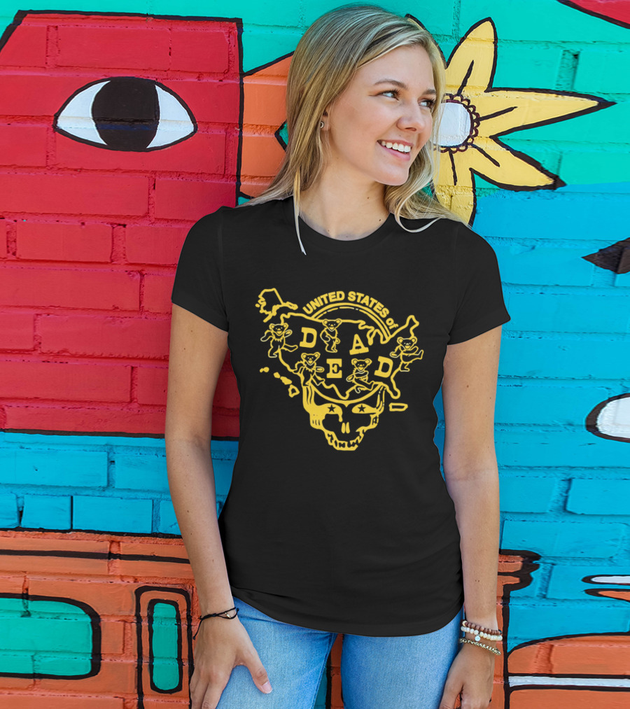 United States Of Dead Skull With Dancing Bears Grateful Dead T-Shirt