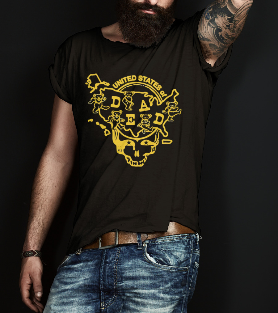 United States Of Dead Skull With Dancing Bears Grateful Dead T-Shirt