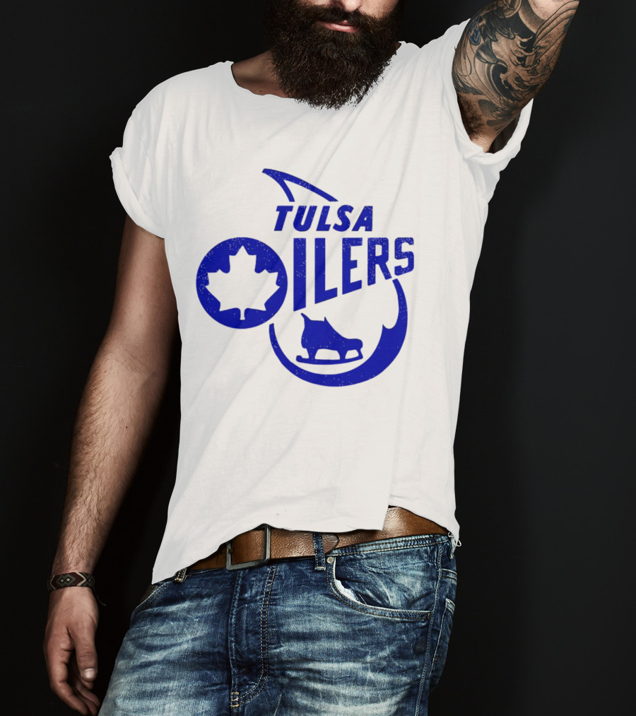 Tulsa Oilers 1982 Maple Leaf Ice Skate T-Shirt