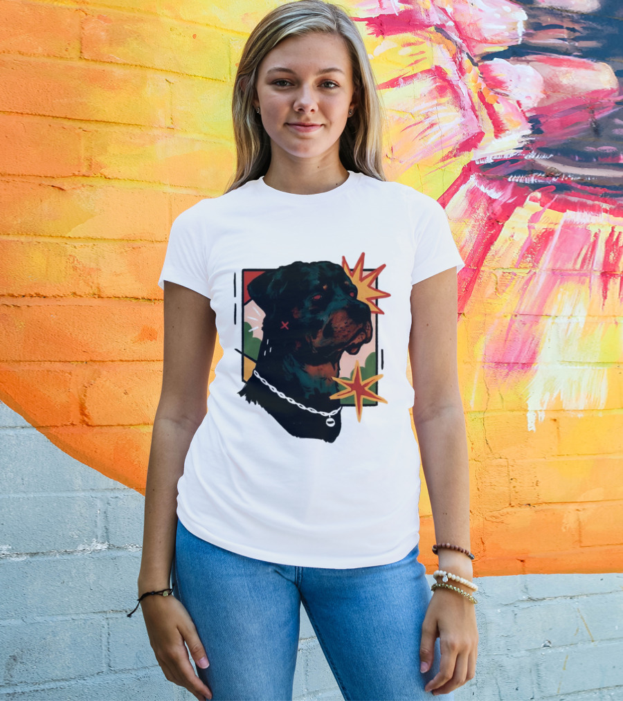 Rottweiler Pop Art Style With Starburst Elements T-Shirt