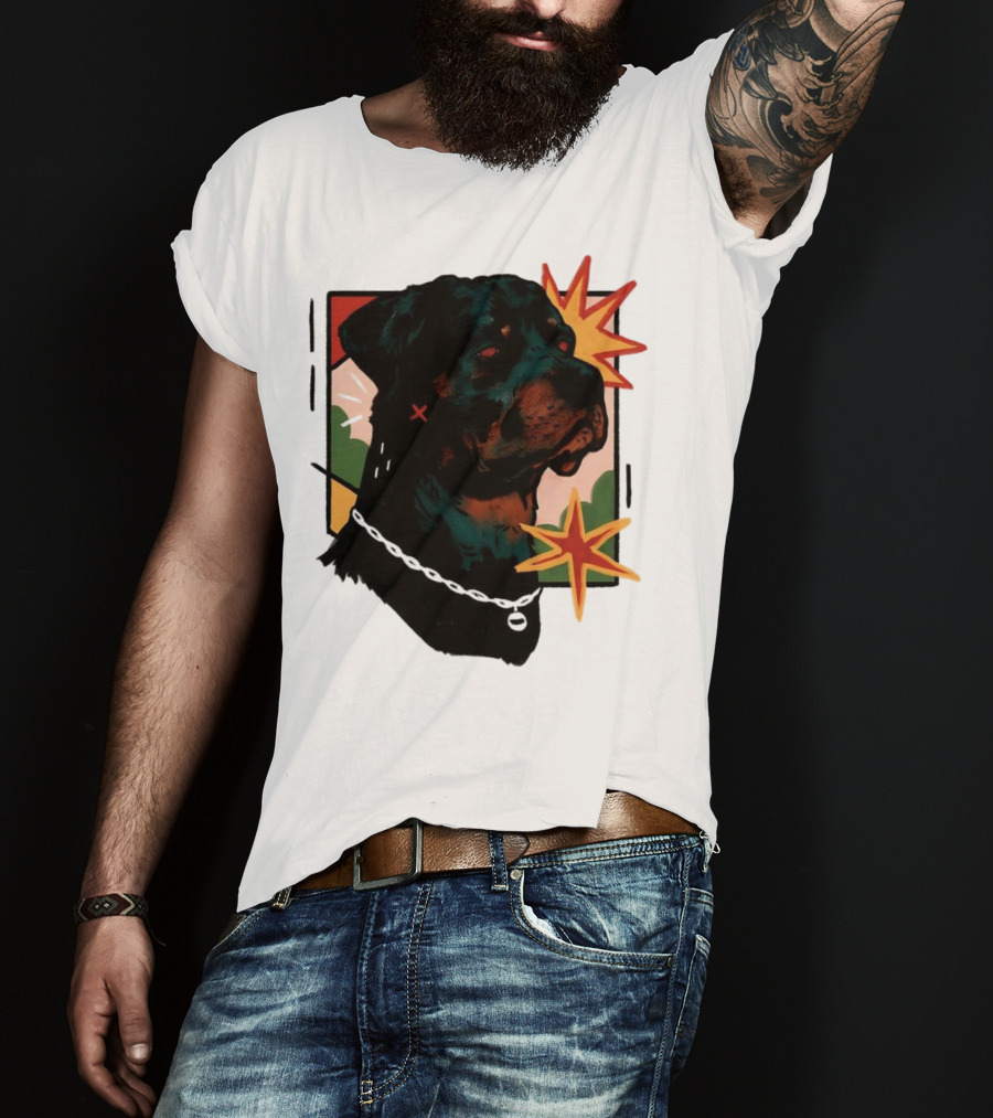 Rottweiler Pop Art Style With Starburst Elements T-Shirt